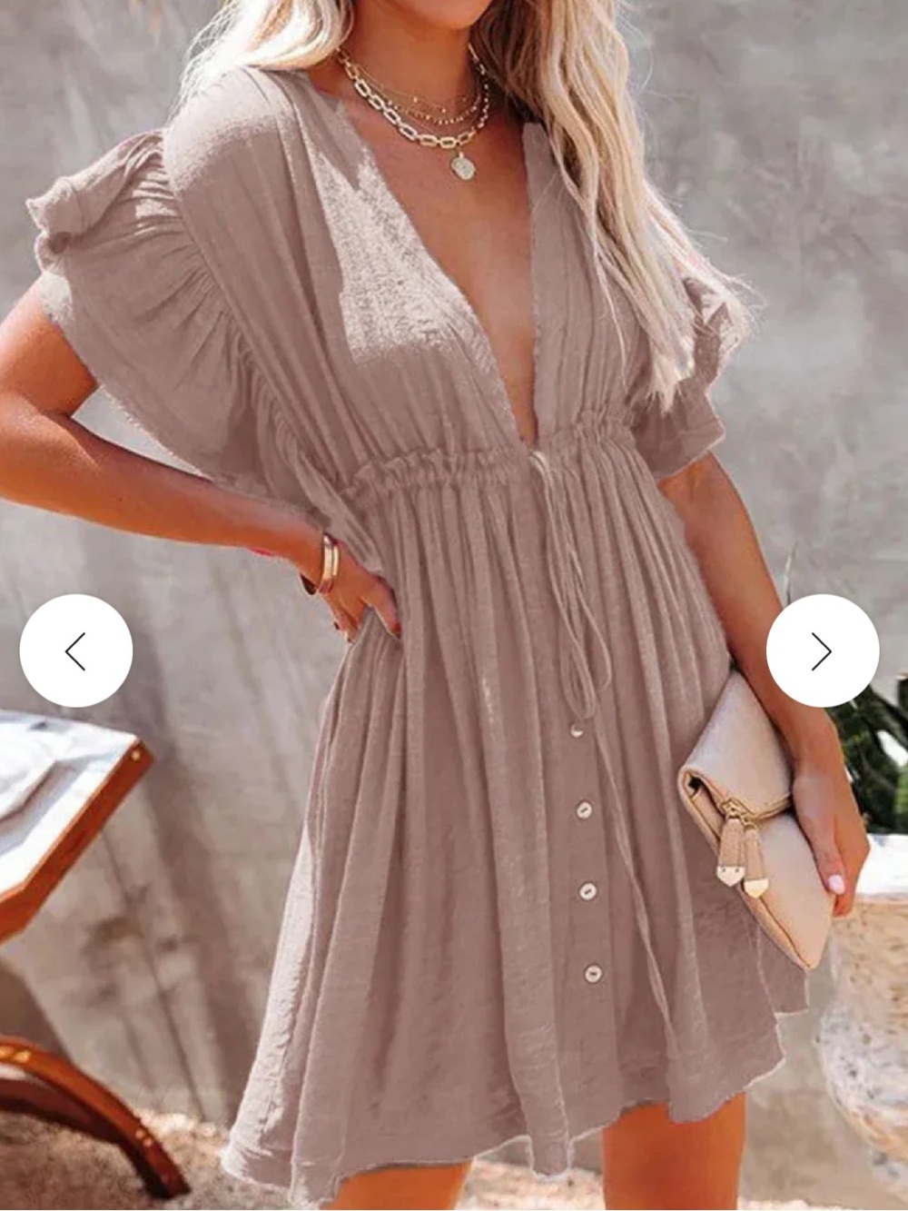 Flawless- Mauve Colored V Neck Boho Mini Dress 👗